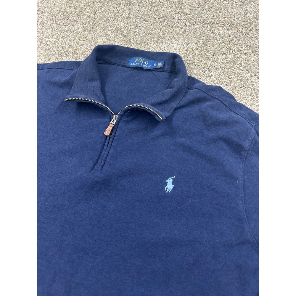 Polo Ralph Lauren Mens XL Navy Quarter Zip Pullover Cotton Blend Sweater #0756
